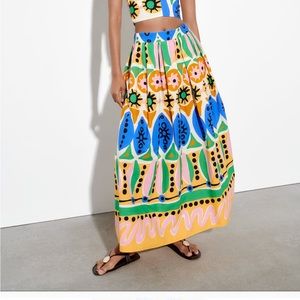 Zara Printed MIDI Skirt (part of set)